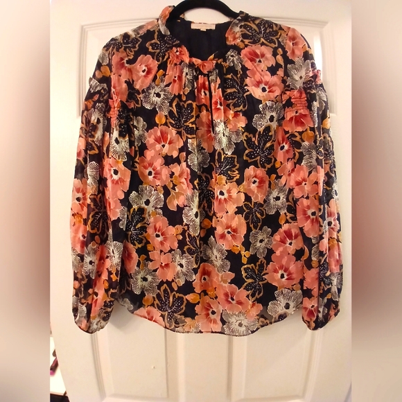 Rebecca Taylor NWOT Feminine Peasant Boho Floral W/ Neck Ruffle Blouse Size 4 - Picture 16 of 16